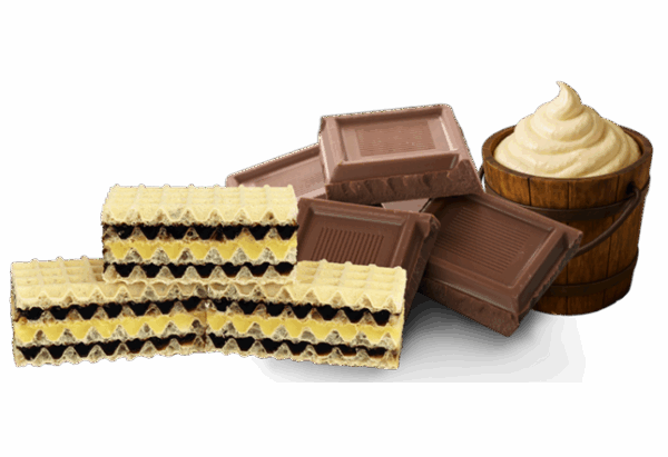 Wafle z kremem o smaku czekoladowo – śmietankowe (mieszanka)